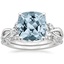 18KW Aquamarine Willow Diamond Ring (1/8 ct. tw.) with Luxe Willow Diamond Wedding Ring (1/5 ct. tw.), smalltop view