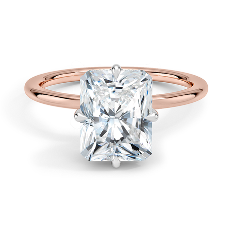 14K Rose Gold Adorned Mixed Metal Compass Prong Diamond Ring