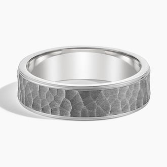 Brooks 6.5mm Black Wedding Ring in 18K White Gold