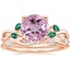 14K Rose Gold Willow Ring With Lab Emerald Accents with Winding Willow Diamond Ring (1/8 ct. tw.)