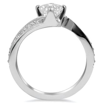 Custom Pave Ribbon Compass Point Ring