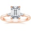14K Rose Gold Tapered Baguette Three Stone Diamond Ring, smalltop view