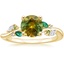 18K Yellow Gold Arden Diamond Ring with Lab Emerald Accents, smalltop view