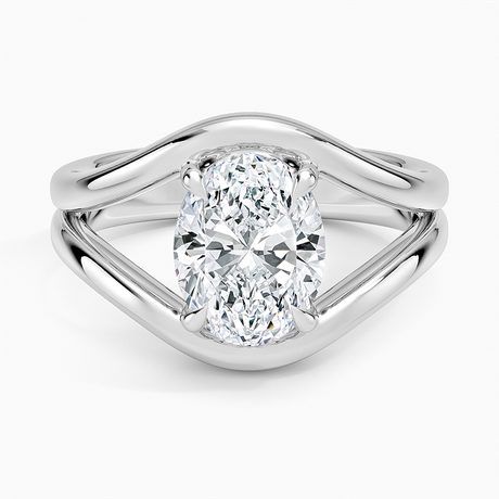 14K White Gold Frame Solitaire Ring