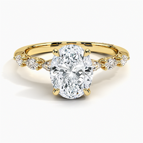 18K Yellow Gold Tacori Sculpted Crescent Pear Diamond Ring