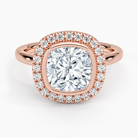 14K Rose Gold Bezel Halo Diamond Ring (1/4 ct. tw.)