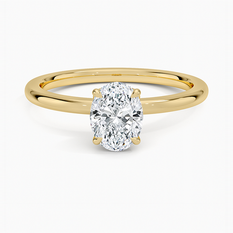 Diamond Accented Petal Prong Engagement Ring
