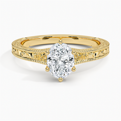 18K Yellow Gold Hudson Engraved Ring