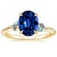 14K Yellow Gold Camellia Indigo Milgrain Ring, smalltop view