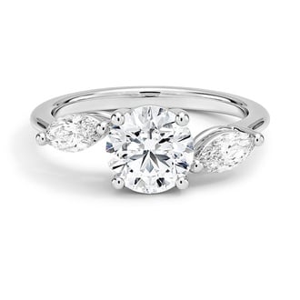Custom Asymmetrical Three Stone Marquise Diamond Ring