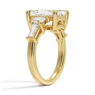 Custom Five Stone Emerald and Trapezoid Diamond Ring