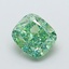 1.37 Ct. Fancy Vivid  Green Cushion Lab Grown Diamond