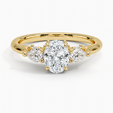 Three Stone Cathedral Engagement Ring