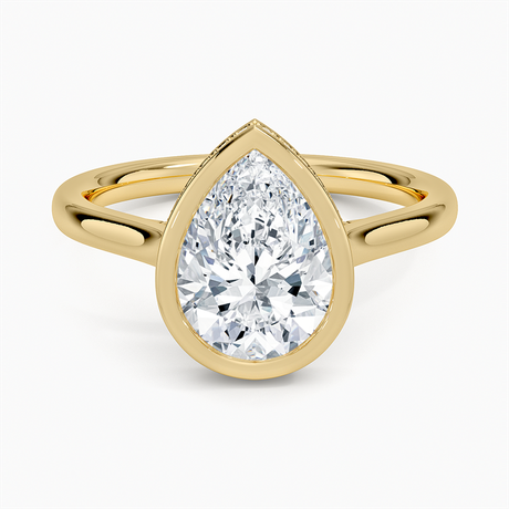 Bezel Halo Engagement Ring - Hidden Halo