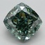 3.54 Ct. Fancy Vivid Green Cushion Lab Grown Diamond