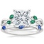 18K White Gold Willow Ring With Lab Emerald Accents with Willow Contoured Ring With Sapphire Accents