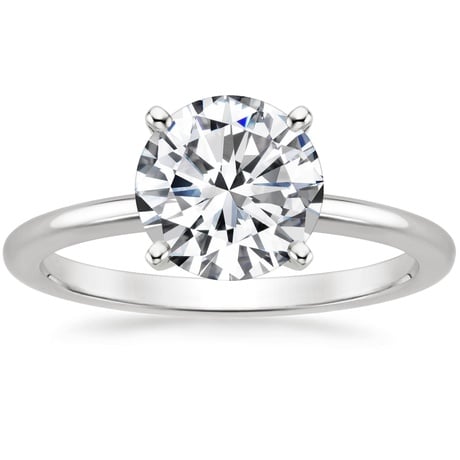 18K White Gold Four-Prong Petite Comfort Fit Ring with Whisper Eternity Diamond Ring