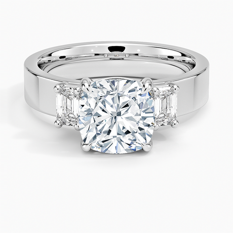 18K White Gold Peyton Emerald Cut Three Stone Diamond Ring (1/2 ct. tw.)