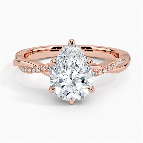 14K Rose Gold Petite Twisted Vine Hidden Halo Pavé Diamond Ring