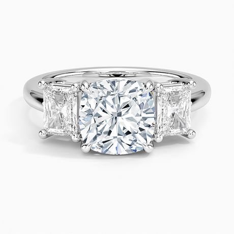 Platinum Luxe Helena Radiant-Cut Three Stone Diamond Ring