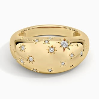 Aquarius Zodiac Constellation Diamond Dome Ring