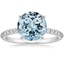 18K White Gold Petite Shared Prong Half Coverage Diamond Ring, smalltop view