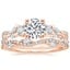 14K Rose Gold Three Stone Luxe Willow Diamond Ring with Luxe Winding Willow Diamond Ring