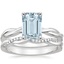 18KW Aquamarine Twisted Vine Ring with Petite Twisted Vine Diamond Ring (1/8 ct. tw.), smalltop view