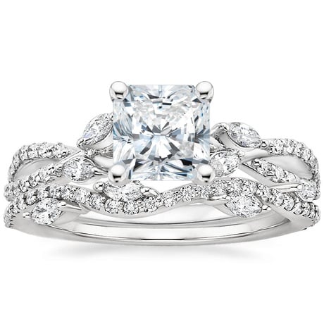 18K White Gold Luxe Willow Diamond Ring (1/4 ct. tw.) with Luxe Winding Willow Diamond Ring (1/4 ct. tw.)