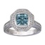 Custom Seafoam Cushion Sapphire Luxe Bezel Halo Ring