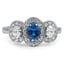 Custom Three Stone Oval Sapphire Halo Ring