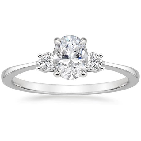 18K White Gold Selene Diamond Ring (1/10 ct. tw.) with Petite Curved Wedding Ring