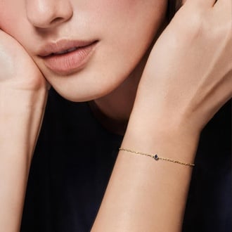 Lab Sapphire Bezel Paperclip Chain Bracelet