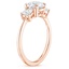 14K Rose Gold Princess Cut Three Stone Diamond Ring, smallside view
