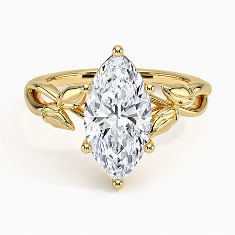 18K Yellow Gold Budding Willow Solitaire Ring