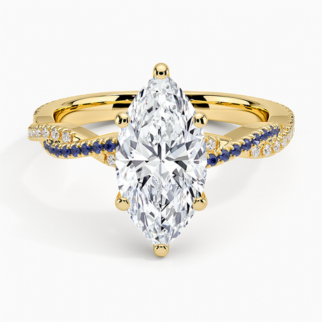 18K Yellow Gold Petite Luxe Twisted Vine Sapphire and Diamond Ring (1/8 ct. tw.)