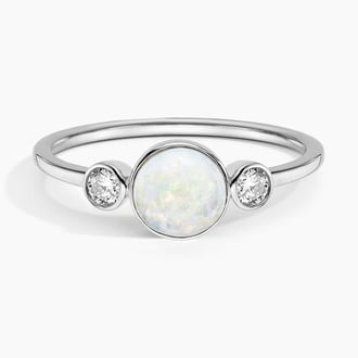 Cassiopeia Opal and Diamond Ring in 18K White Gold