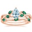 14KR Aquamarine Willow Bridal Set With Lab Emerald Accents, smalltop view