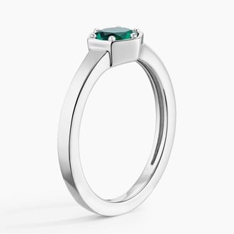 Hex Lab Grown Emerald Signet Ring in Platinum