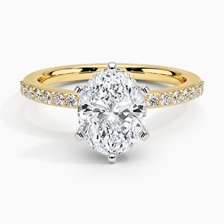 18K Yellow Gold Six Prong Petite Shared Prong Diamond Ring (1/5 ct. tw.)