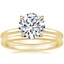 18K Yellow Gold Audrey Perfect Fit Solitaire Ring with Petite Comfort Fit Wedding Ring