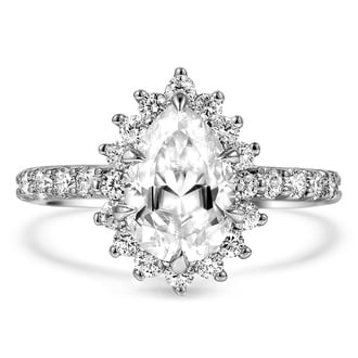 Custom Bursting Halo Diamond Ring