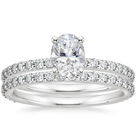 18K White Gold Luxe Petite Shared Prong Diamond Bridal Set (3/4 ct. tw.)