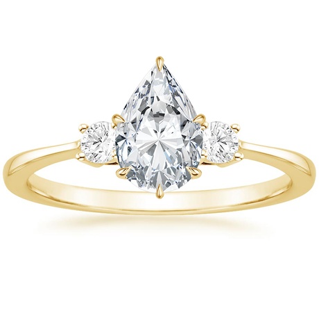 18K Yellow Gold Selene Diamond Ring with Petite Curved Diamond Ring