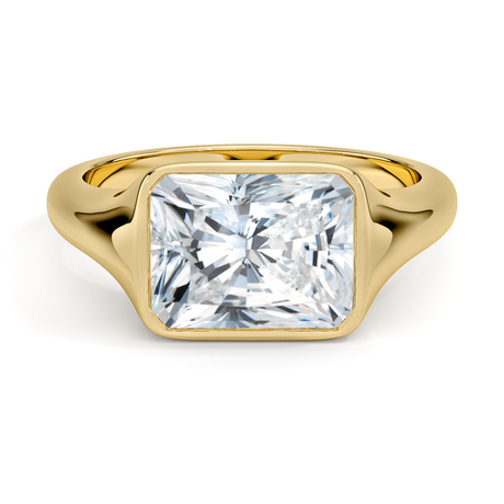 18K Yellow Gold East-West Bezel Solitaire Signet Ring