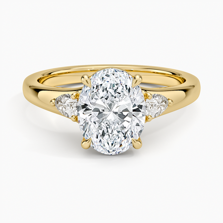 18K Yellow Gold Aria Three Stone Signet Diamond Ring (1/4 ct. tw.)