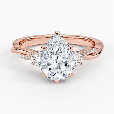 14K Rose Gold Petite Twisted Vine Three Stone Diamond Ring (2/5 ct. tw.)