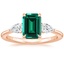 14K Rose Gold Opera Three Stone Diamond Ring, smalltop view