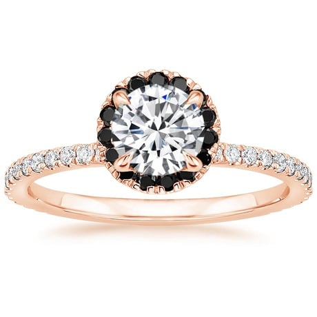 14K Rose Gold Waverly Diamond Ring with Black Diamond Accents with Luxe Ballad Black Diamond Ring