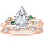 14K Rose Gold Arden Diamond Ring with Lab Emerald Accents with Luxe Winding Willow Diamond Ring (1/4 ct. tw.)